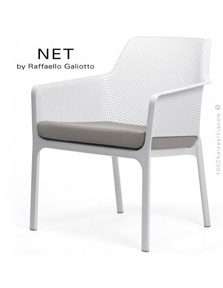 Fauteuil lounge NET relax, structure et assise plastique couleur blanc.