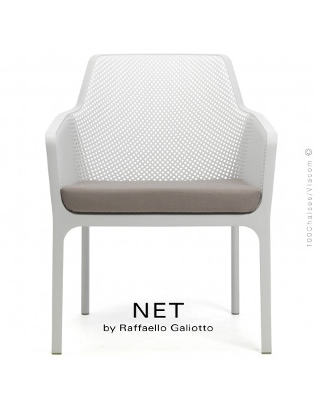 Fauteuil lounge NET relax, structure et assise plastique couleur blanc.
