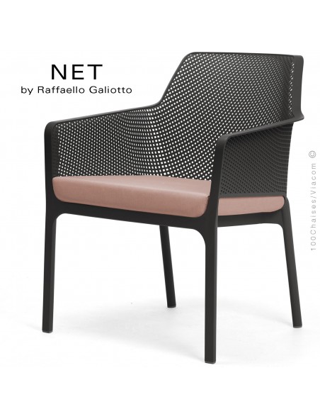 Fauteuil lounge NET relax, structure et assise plastique couleur anthracite.