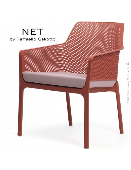 Fauteuil lounge NET relax, structure et assise plastique couleur rouge.