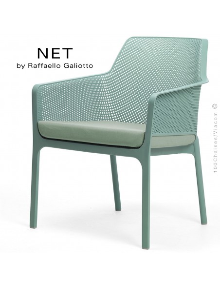 Fauteuil lounge NET relax, structure et assise plastique couleur vert.