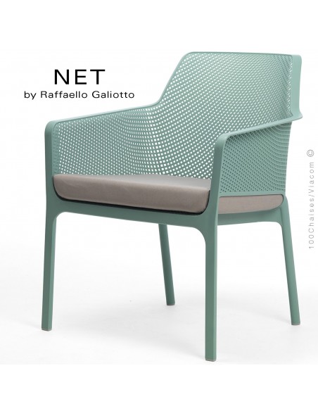 Fauteuil lounge NET relax, structure et assise plastique couleur vert.