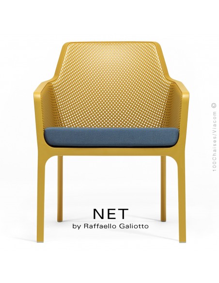 Fauteuil lounge NET relax, structure et assise plastique couleur jaune.