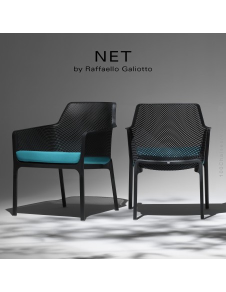 Fauteuil lounge NET relax, structure et assise plastique couleur.