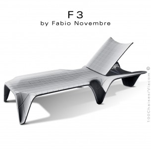 Bain de soleil ou chaise longue F3, structure résine laquée argent d'aspect brillant.