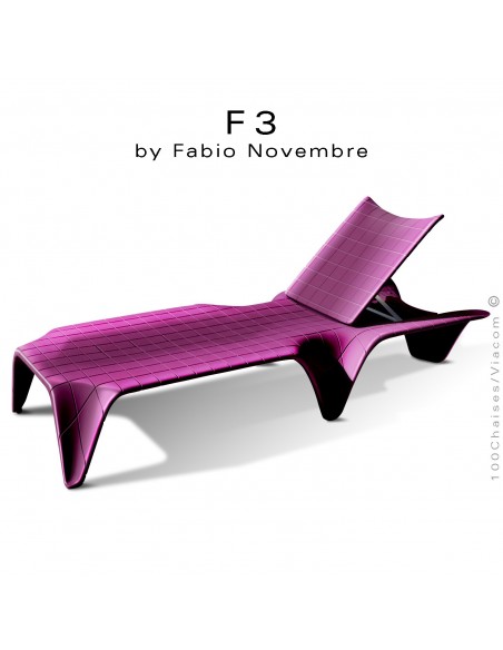 Bain de soleil ou chaise longue F3, structure résine laquée violet d'aspect brillant.