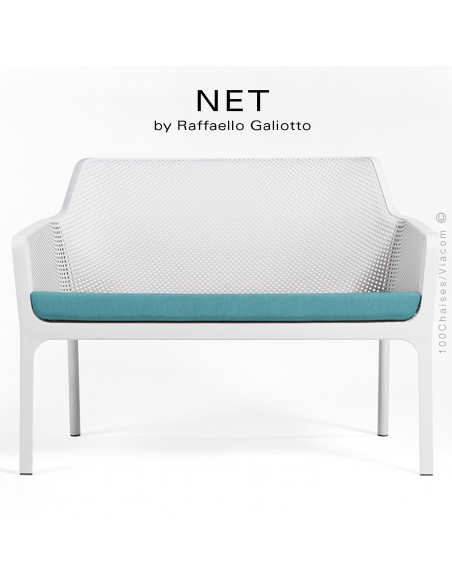 Banc NET, structure et assise plastique couleur blanc.