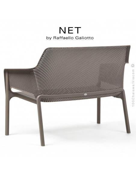 Banc NET, structure et assise plastique couleur gris tourterelle.