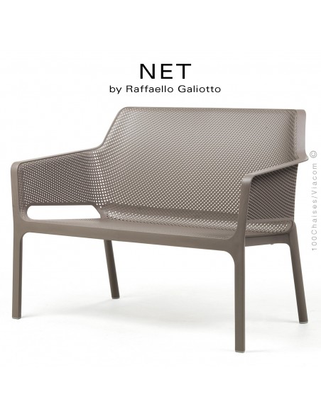 Banc NET, structure et assise plastique couleur gris tourterelle.