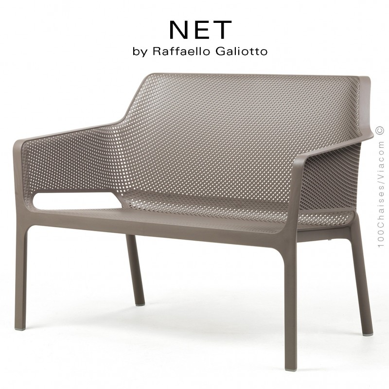 Banc NET, structure et assise plastique couleur gris tourterelle.