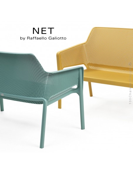 Banc NET, structure et assise plastique couleur.