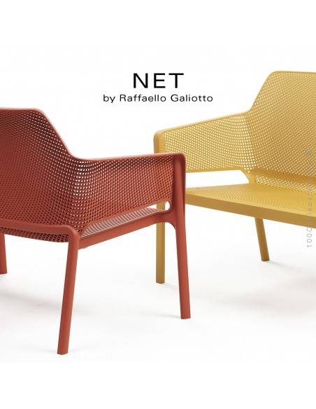 Banc NET, structure et assise plastique couleur.