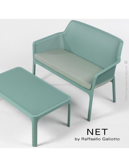Banc NET, structure et assise plastique couleur.
