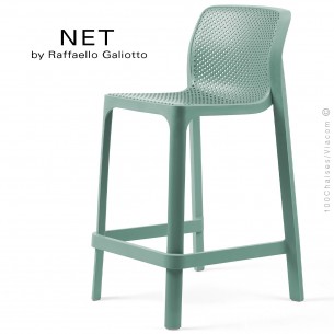 Tabouret de cuisine NET, sturcture et assise plastique couleur vert.