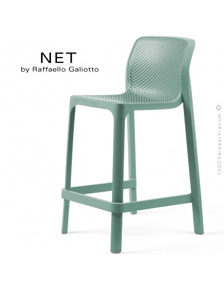 Tabouret de cuisine NET, sturcture et assise plastique couleur vert.