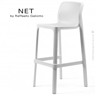 Tabouret de bar NET, sturcture et assise plastique couleur blanc.