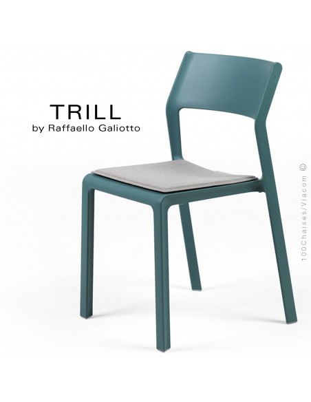 Chaise TRILL, sturcture et assise plastique couleur bleu.