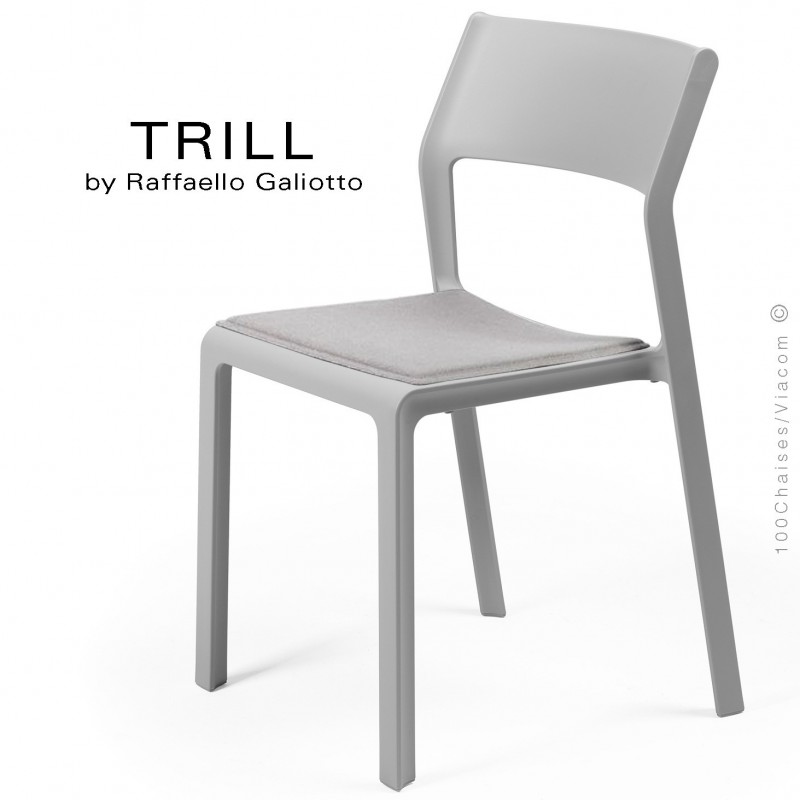 Chaise TRILL, sturcture et assise plastique couleur gris.