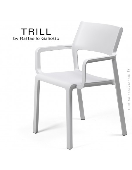 Fauteuil design TRILL, sturcture et assise plastique couleur blanc.