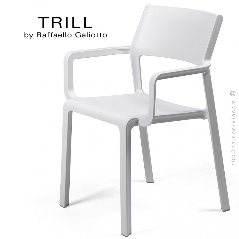 Fauteuil design TRILL, sturcture et assise plastique couleur blanc.