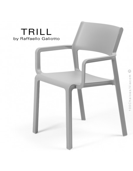 Fauteuil design TRILL, sturcture et assise plastique couleur gris.
