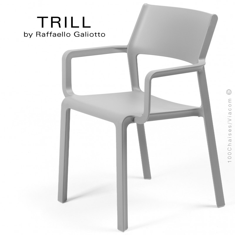 Fauteuil design TRILL, sturcture et assise plastique couleur gris.