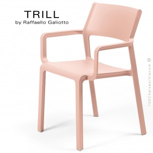 Fauteuil design TRILL, sturcture et assise plastique couleur rose.