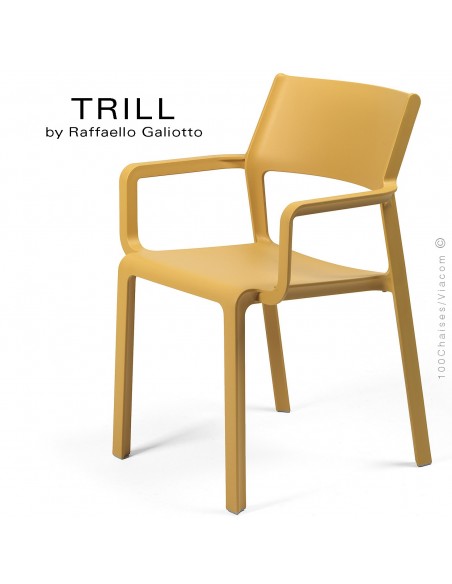 Fauteuil design TRILL, sturcture et assise plastique couleur jaune.