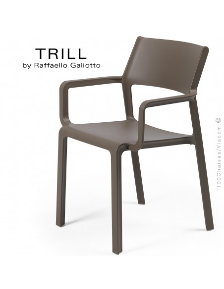 Fauteuil design TRILL, sturcture et assise plastique couleur marron.