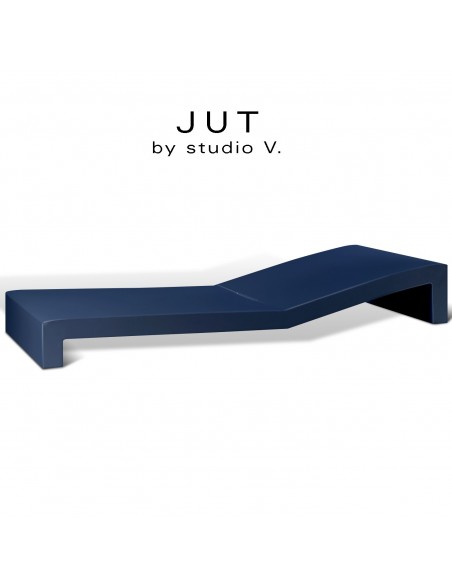 Bain de soleil ou chaise longue design JUT, structure et assise plastique et résine, couleur d'aspect mat bleu Navy.