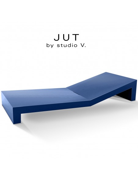 Bain de soleil ou chaise longue design JUT, structure et assise plastique et résine, couleur d'aspect mat bleu Navy.