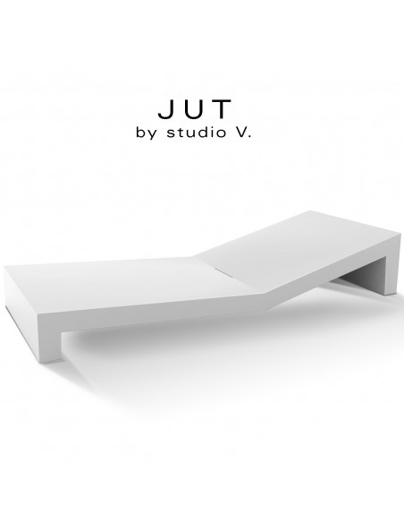 Bain de soleil ou chaise longue design JUT, structure et assise plastique et résine, couleur d'aspect mat ICE.