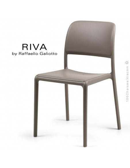 Chaise design RIVA, sturcture et assise plastique couleur gris tourterelle.