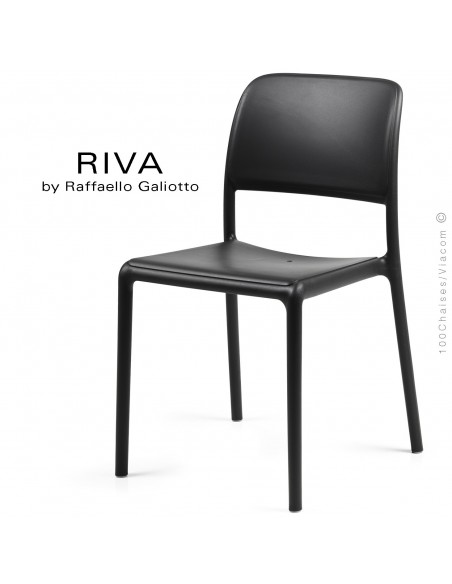 Chaise design RIVA, sturcture et assise plastique couleur anthracite.