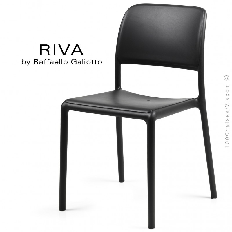 Chaise design RIVA, sturcture et assise plastique couleur anthracite.