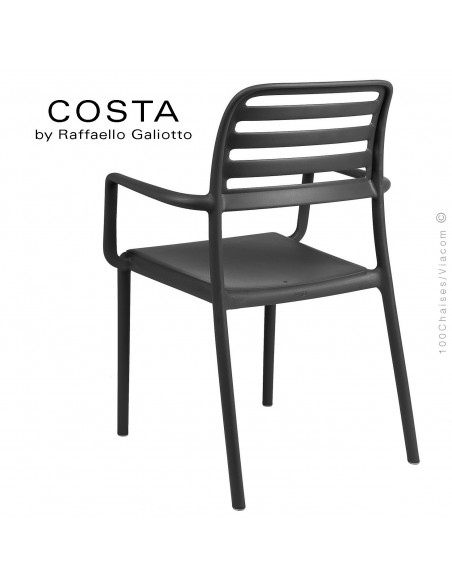 Fauteuil design COSTA, sturcture et assise plastique couleur anthracite.