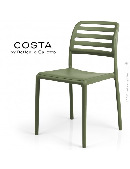 Chaise design COSTA, sturcture et assise plastique couleur vert.