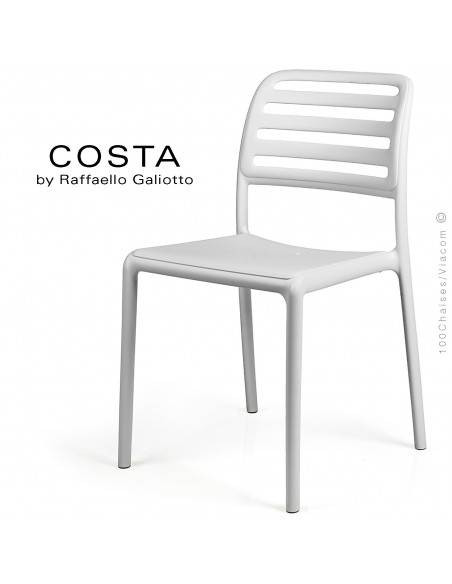 Chaise design COSTA, sturcture et assise plastique couleur blanc.