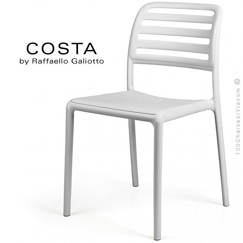 Chaise design COSTA, sturcture et assise plastique couleur blanc.