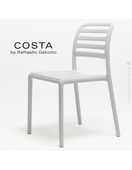 Chaise design COSTA, sturcture et assise plastique couleur blanc.