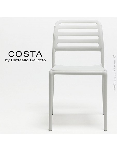 Chaise design COSTA, sturcture et assise plastique couleur blanc.