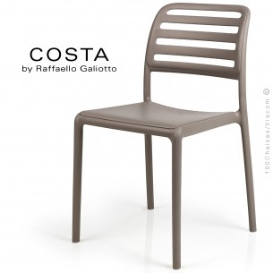 Chaise design COSTA, sturcture et assise plastique couleur gris tourterelle.