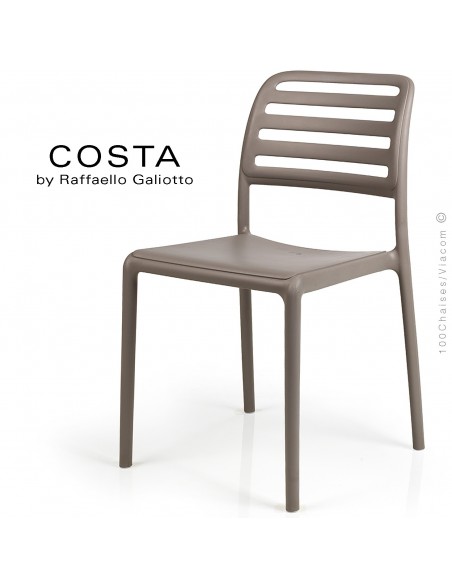 Chaise design COSTA, sturcture et assise plastique couleur gris tourterelle.