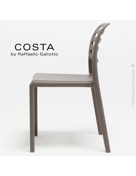 Chaise design COSTA, sturcture et assise plastique couleur gris tourterelle.