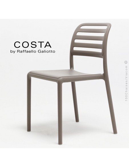 Chaise design COSTA, sturcture et assise plastique couleur gris tourterelle.