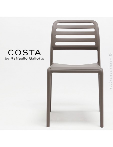 Chaise design COSTA, sturcture et assise plastique couleur gris tourterelle.