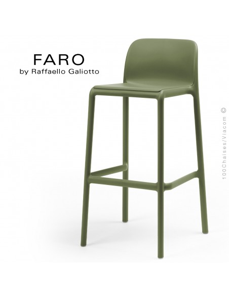 Tabouret de bar FARO, sturcture et assise plastique couleur vert.
