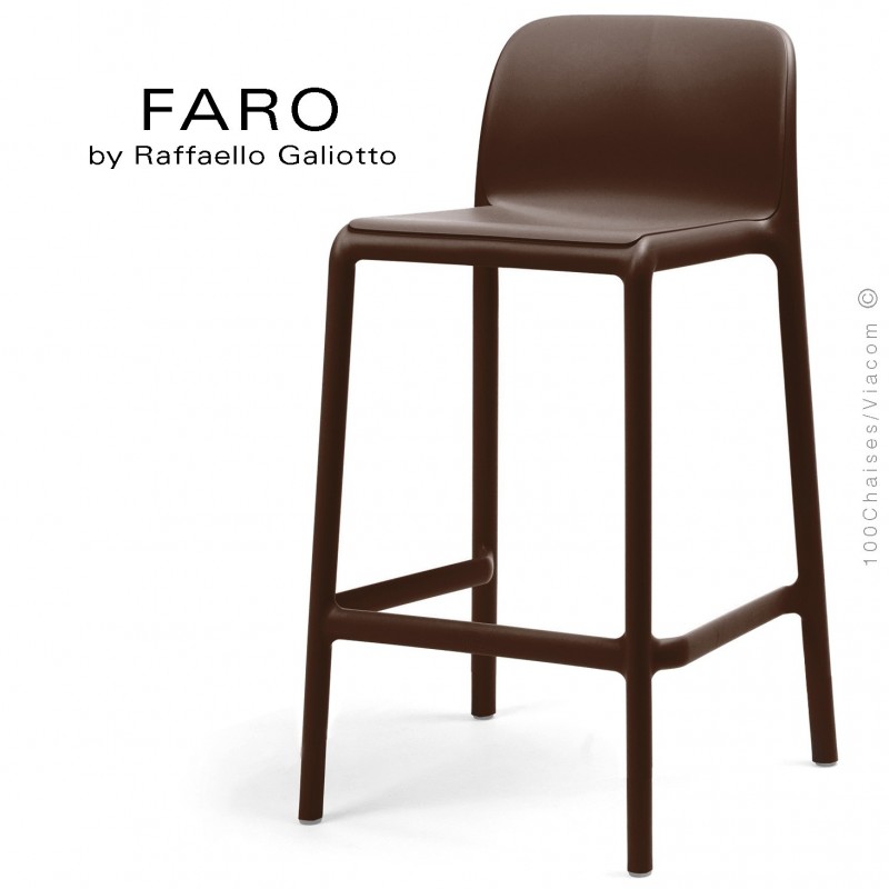 Tabouret de cuisine FARO, sturcture et assise plastique couleur café.