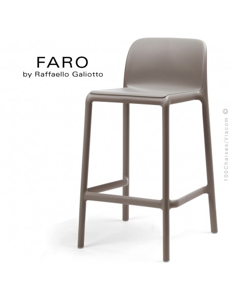 Tabouret de cuisine FARO, sturcture et assise plastique couleur gris tourterelle.