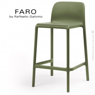 Tabouret de cuisine FARO, sturcture et assise plastique couleur vert.